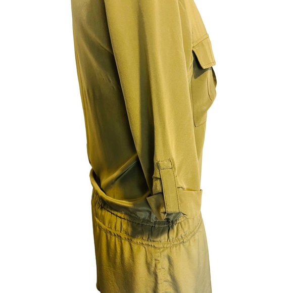 Rory Beca Military Green Silk Flowy Shorts Romper Drawstring Waist Designer XS - Picture 3 of 11